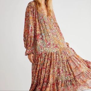 Free People Feeling Groovy Maxi Dress (red color)